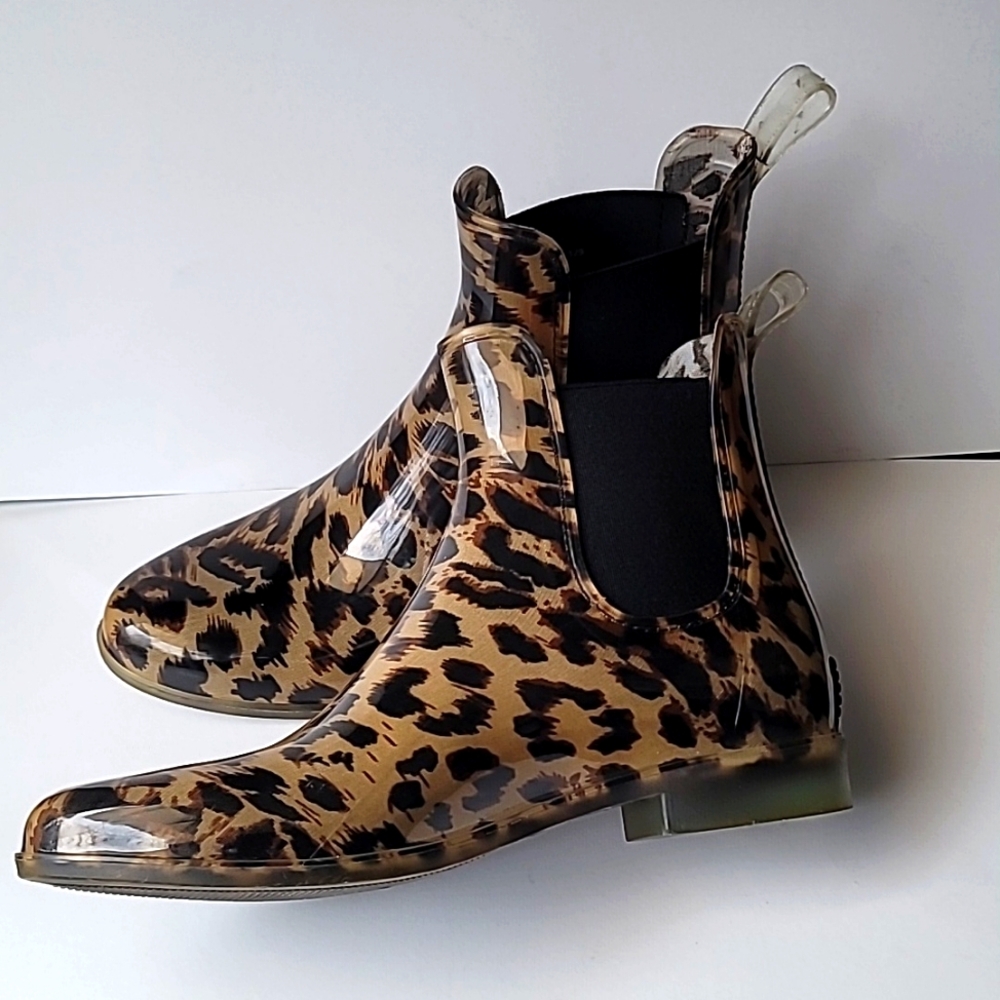 J. Crew Chelsea 🐆 Leopard Rain Boots, size 9 - Picture 3 of 12